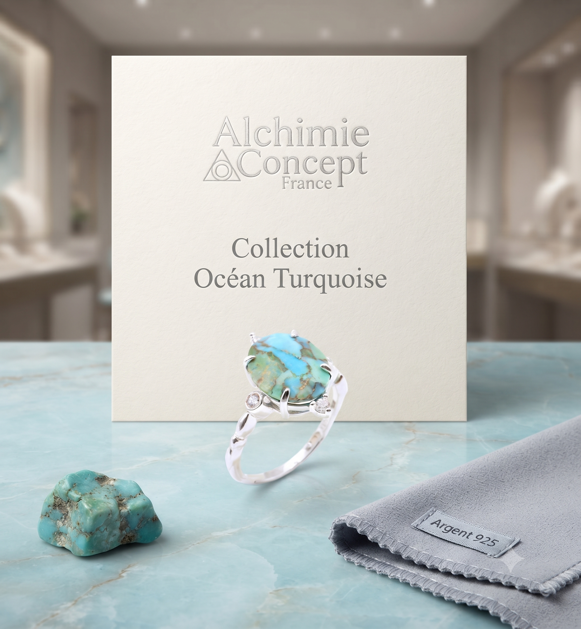 ✨ Bague Argent 925 Turquoise Ovale Impérial – Pièce Unique | Poinçon Garanti