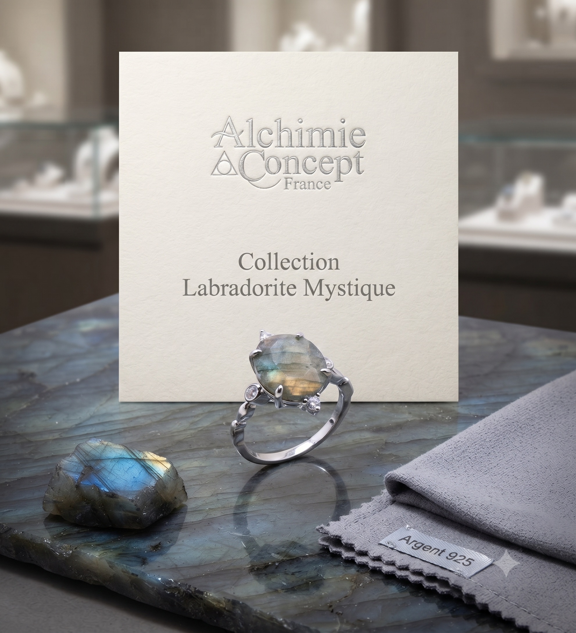 ✨ Bague Argent 925 Labradorite Ovale Impérial – Pierre Unique | Poinçon Garanti