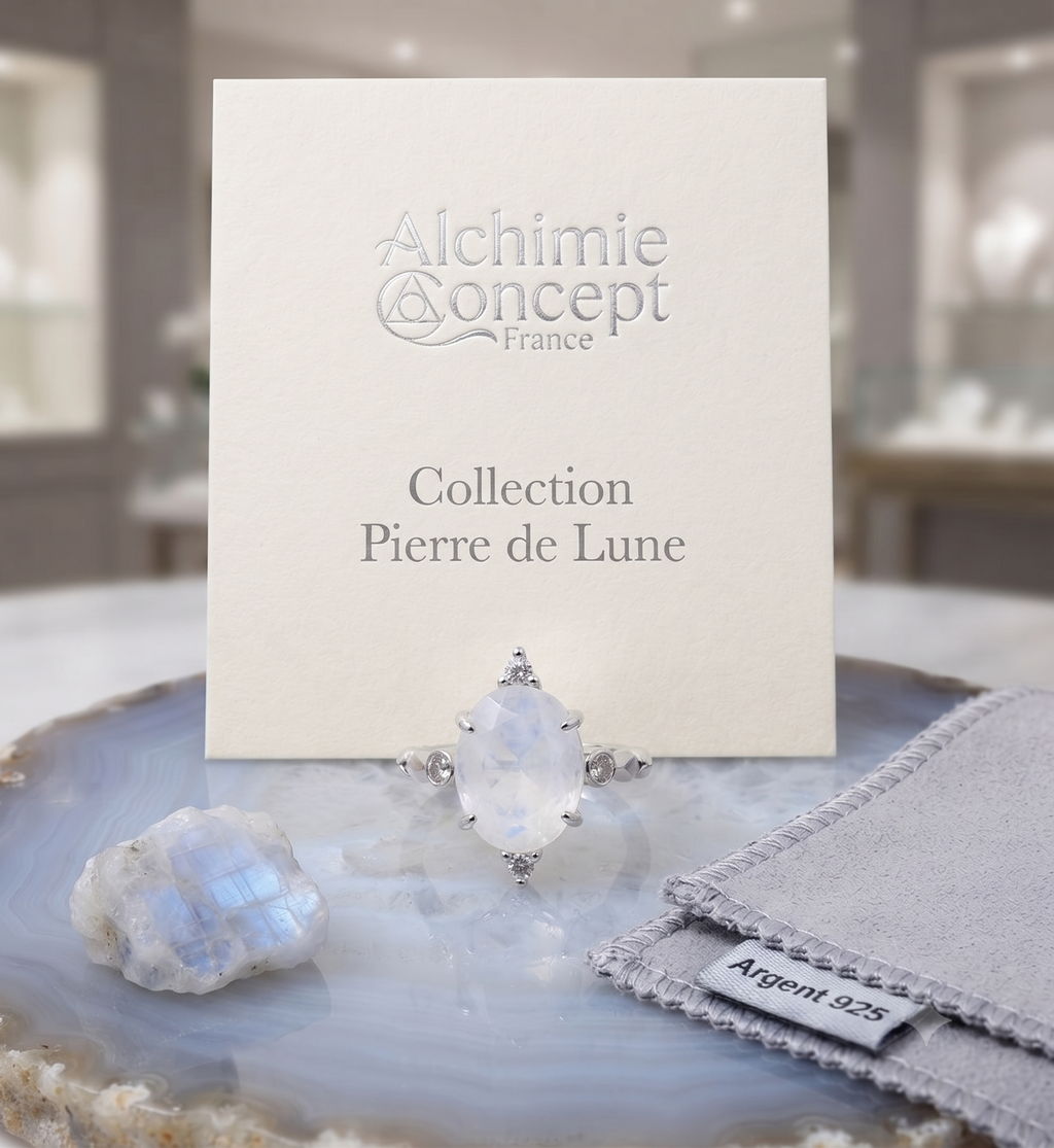 ✨ Bague Argent 925 Pierre de Lune Ovale Impérial – Pierre Unique | Poinçon Garanti