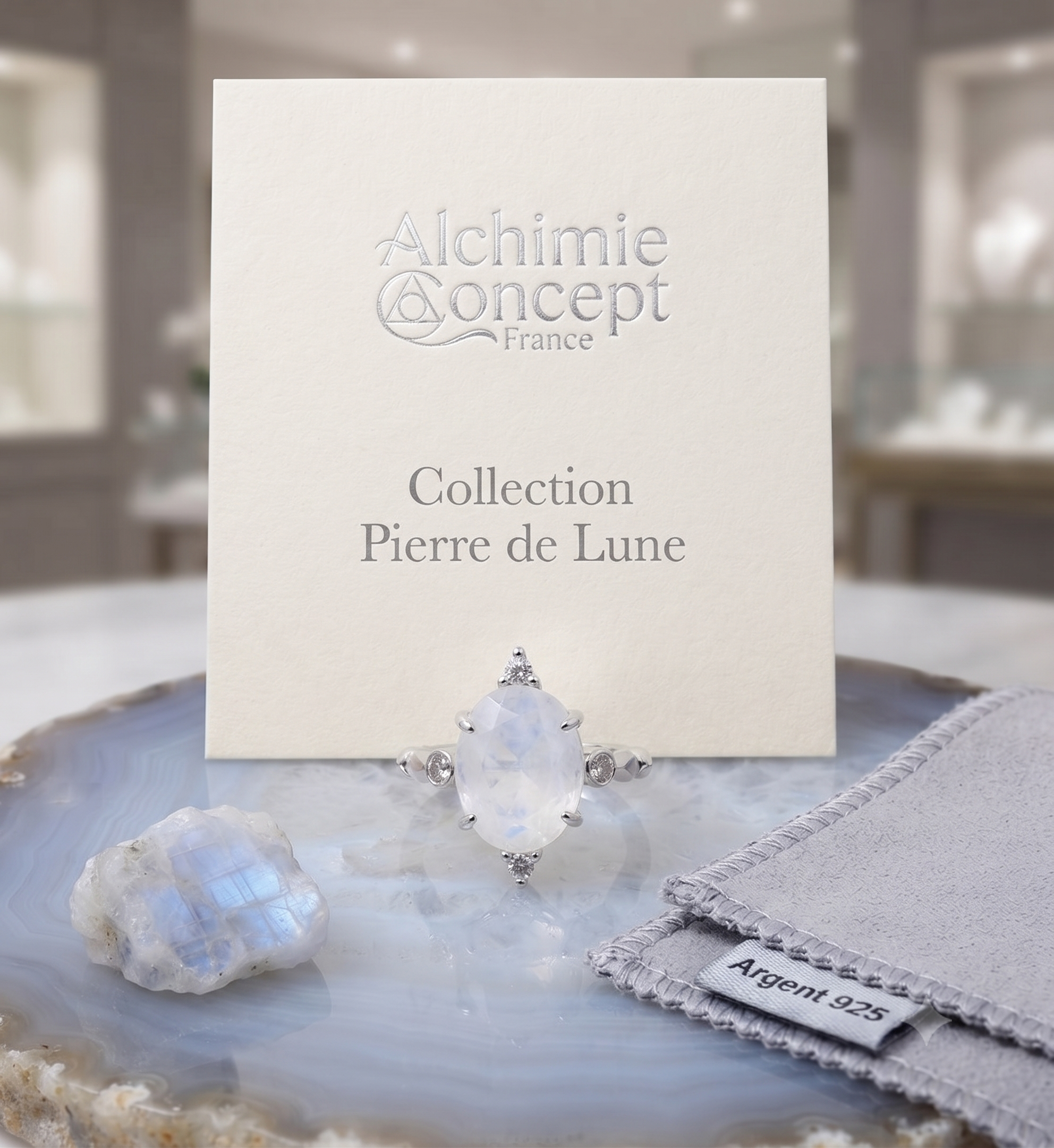 ✨ Bague Argent 925 Pierre de Lune Ovale Impérial – Pierre Unique | Poinçon Garanti