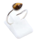 ✨ Bague Argent 925 Serpent Argenté | Œil de Tigre Naturel | Taille Réglable | Poinçon Certifié