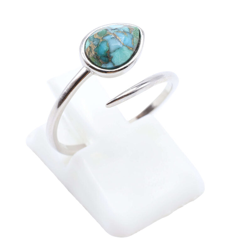 ✨ Bague Argent 925 Serpent Argenté | Turquoise Naturelle | Taille Réglable | Poinçon Certifié
