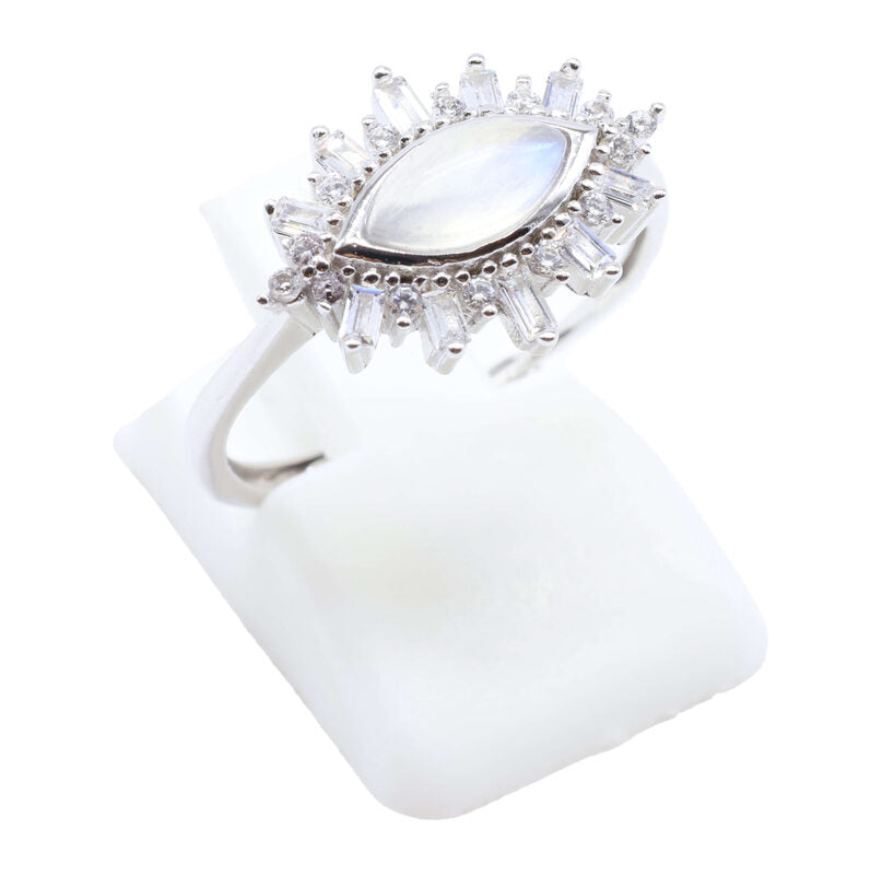 ✨ Bague Lunaire Argent 925 | Pierre de Lune & Œil Solaire | Bijou Bohème Féminin