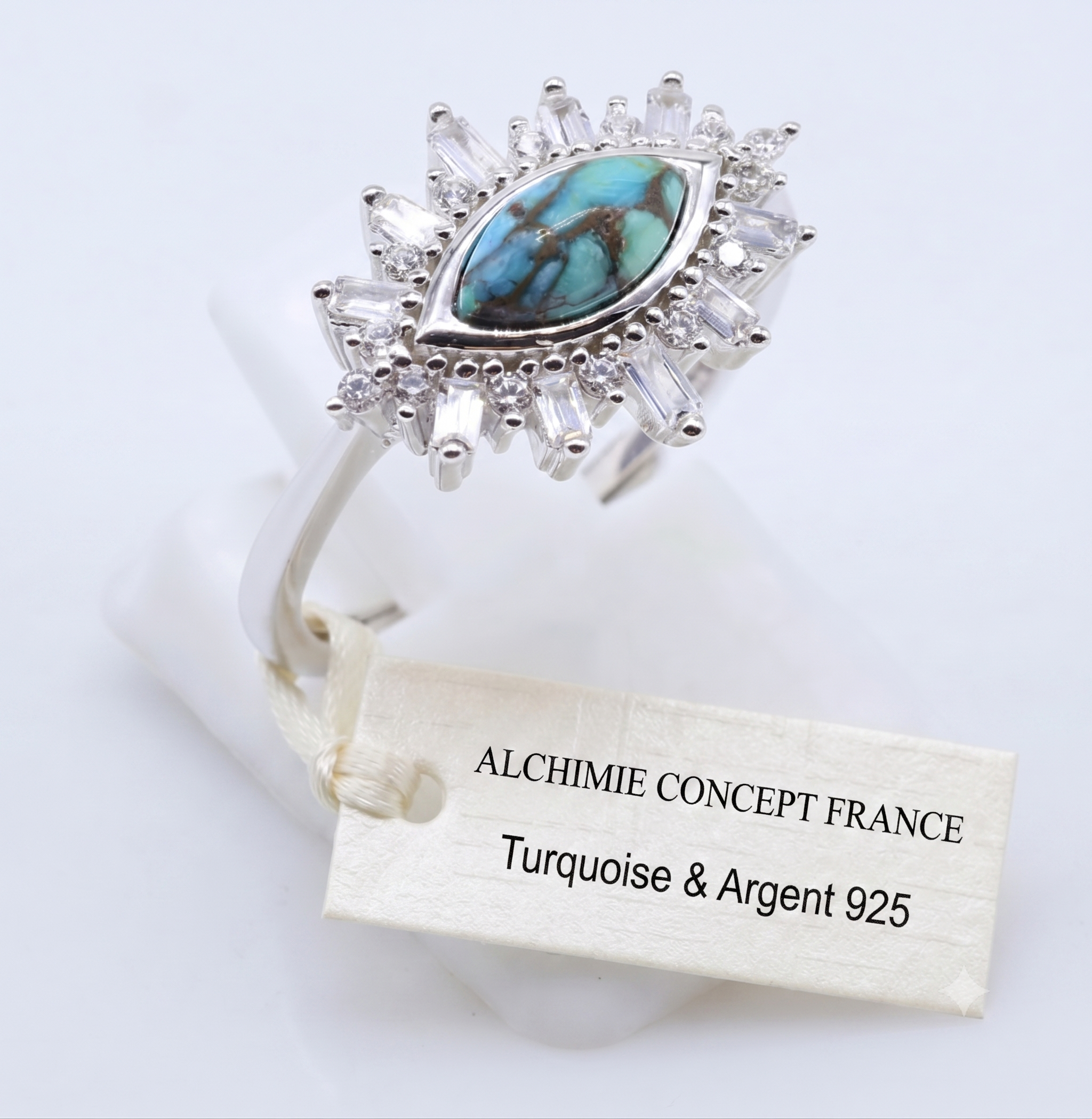 ✨ Bague Argent 925 'Œil Solaire' Turquoise – Taille Réglable | Talisman Bohème