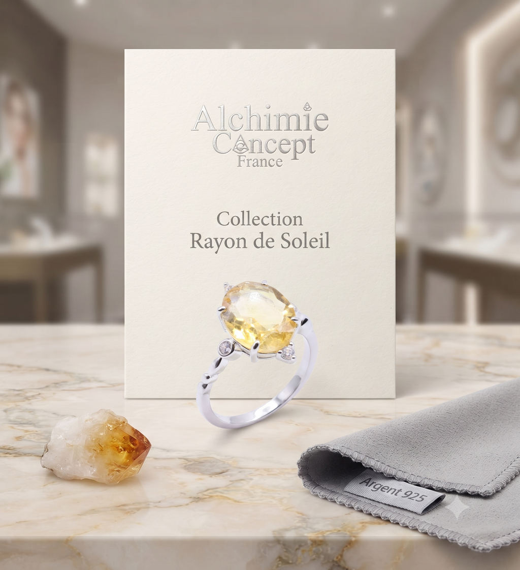 ✨ Bague Argent 925 Certifié Poinçon – Citrine Ovale Impériale | Taille Réglable