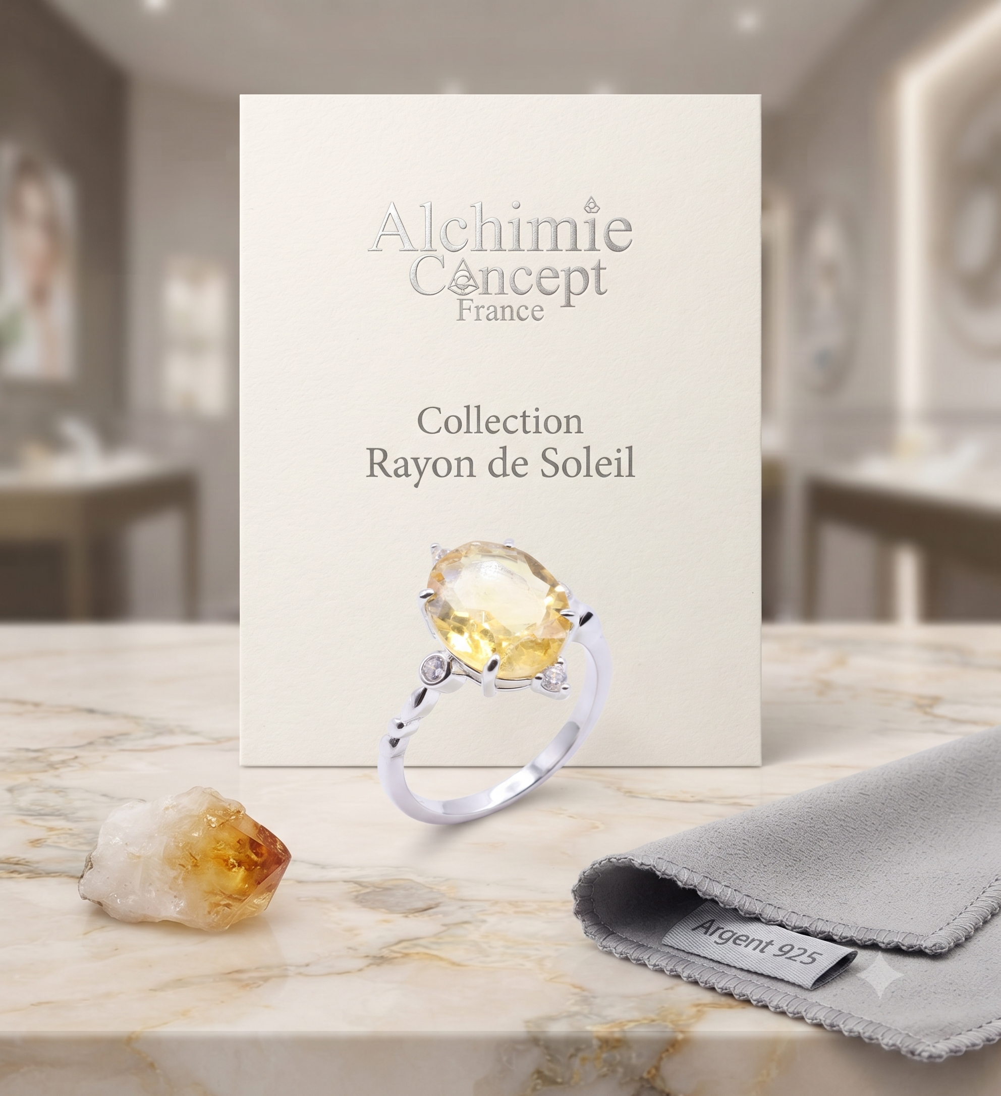 ✨ Bague Argent 925 Certifié Poinçon – Citrine Ovale Impériale | Taille Réglable