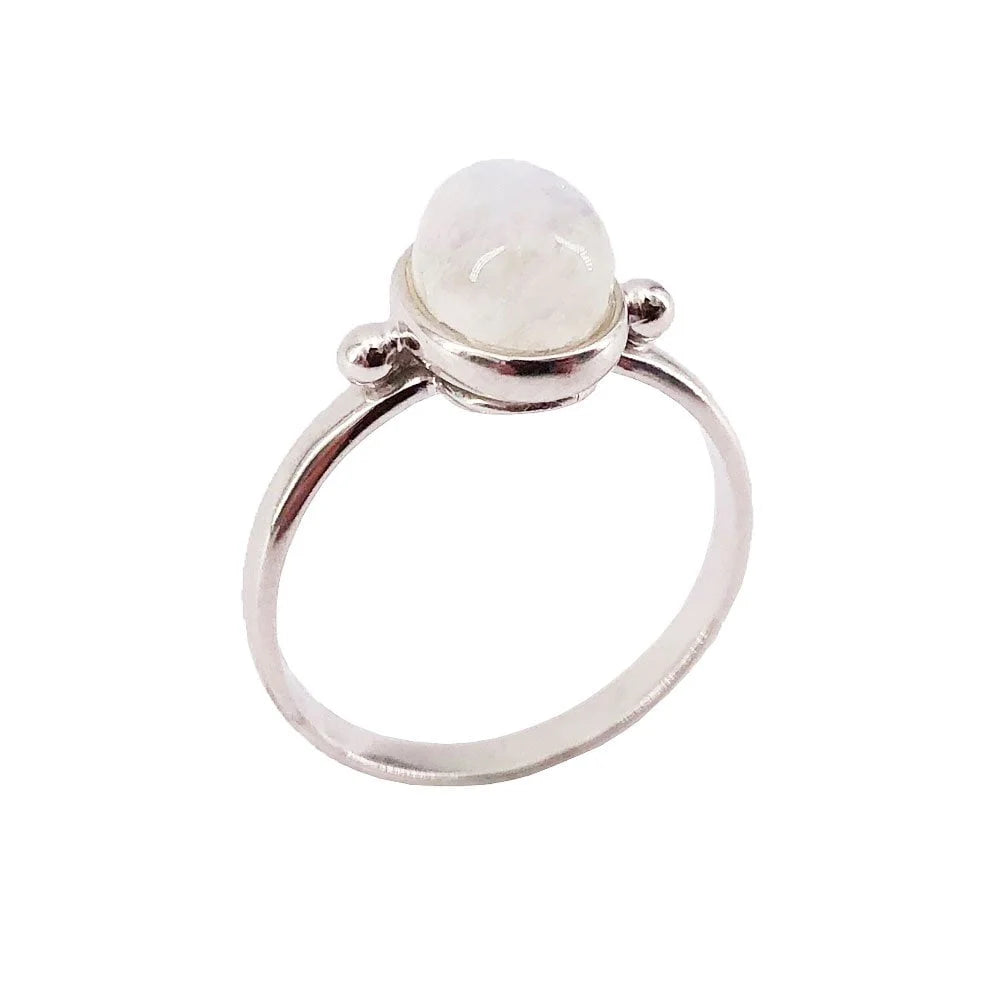 Bague Pierre de Lune "Camille" en Argent 925 – Cabochon Ovale