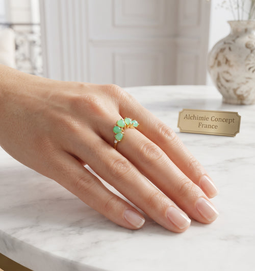 * Bague Argent 925 Amazonite Diadème ✦ Plaquée Or | Poinçon Certifié