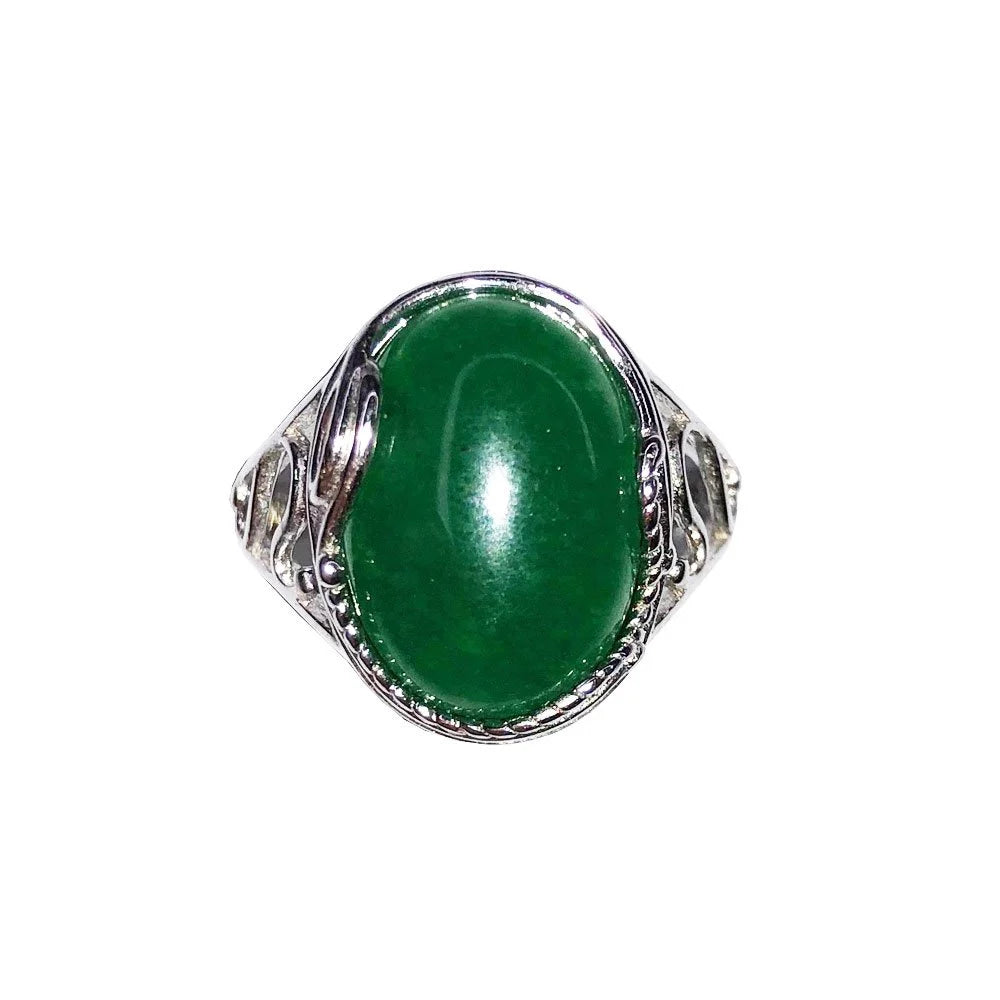 Bague Jade "Capucine" – Argent 925 | Cabochon Ovale Pierre Royale