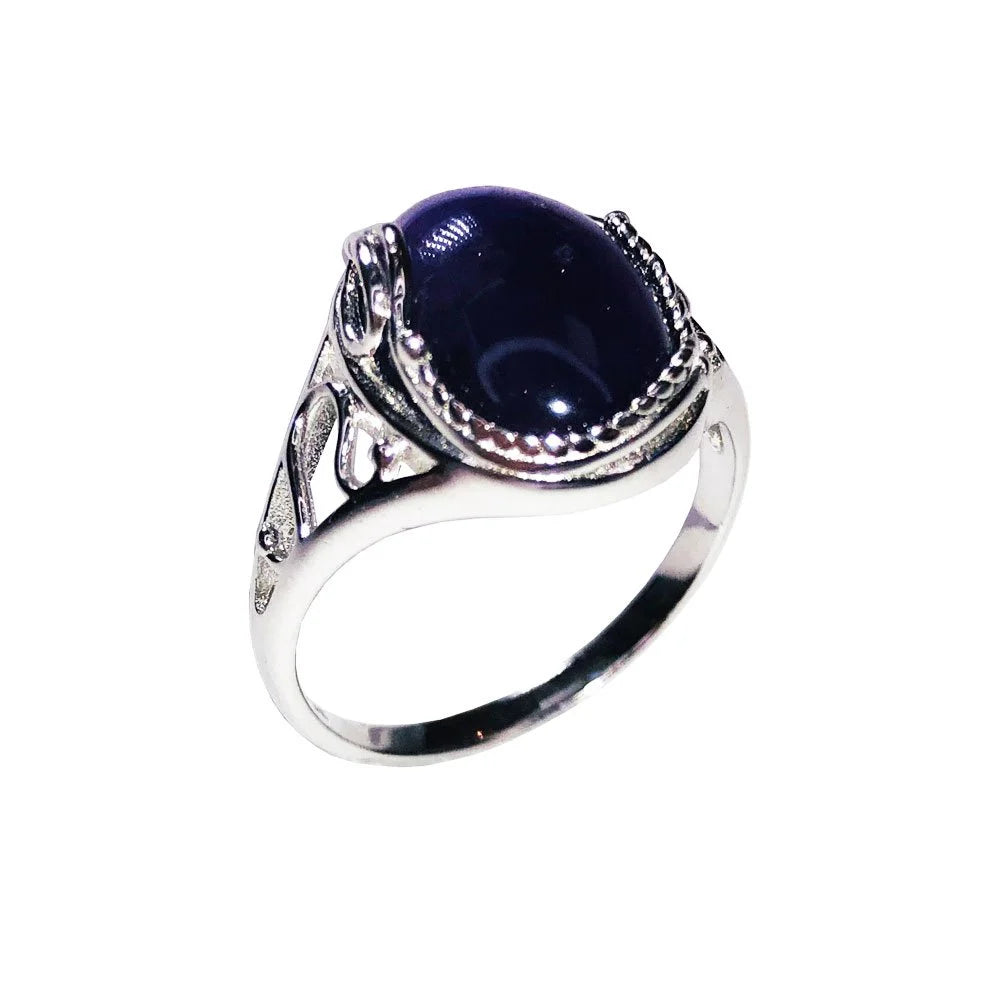 Bague Améthyste "Capucine" en Argent 925 – Cabochon Ovale