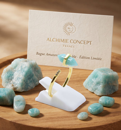 * Bague Argent 925 Amazonite Pointe Plaquée Or – Poinçon Certifié | Pierre de Sérénité & Force Naturelle