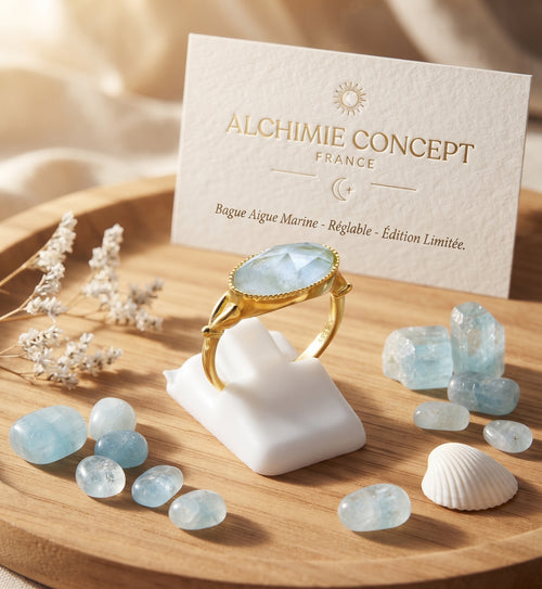* Bague Argent 925 Aigue-Marine Ovale ✦ Plaquée Or | Poinçon Certifié