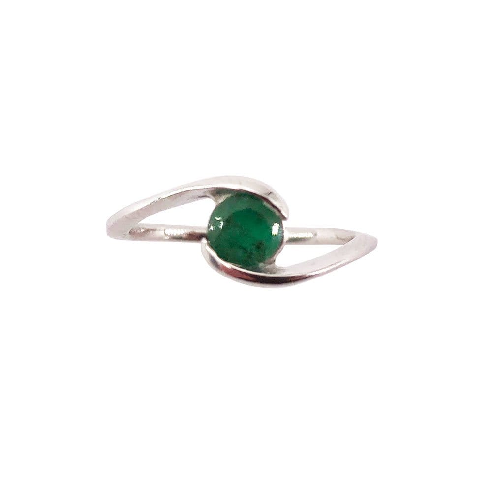 Bague Émeraude Doriane – Argent 925 Cabochon Rond Facetté | Lithothérapie