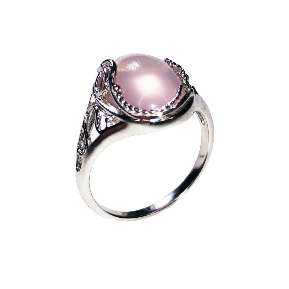 Bague Quartz Rose "Capucine" en Argent 925 – Cabochon Ovale