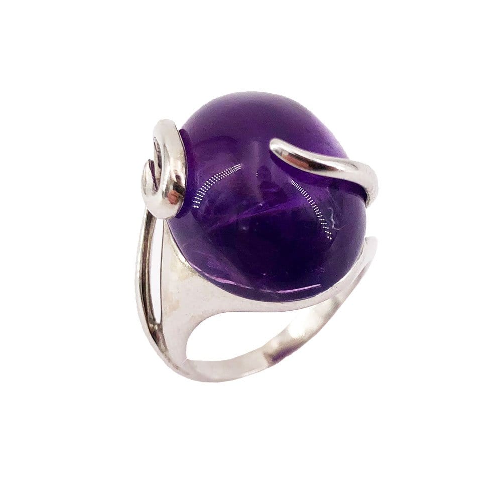 Bague Améthyste "Océane" en Argent 925 | Cabochon Ovale – Pierre de Sagesse et de Spiritualité