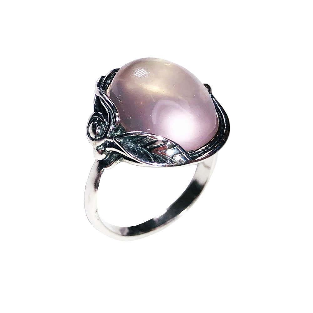 Bague Quartz Rose "Justine" | Argent 925 | Cabochon Ovale | Pierre Naturelle