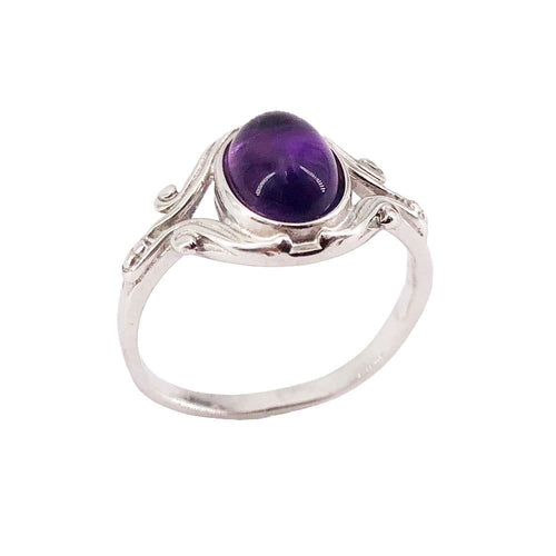 Bague Améthyste "Honorine" en Argent 925 | Cabochon Ovale – Pierre de Sagesse et de Spiritualité