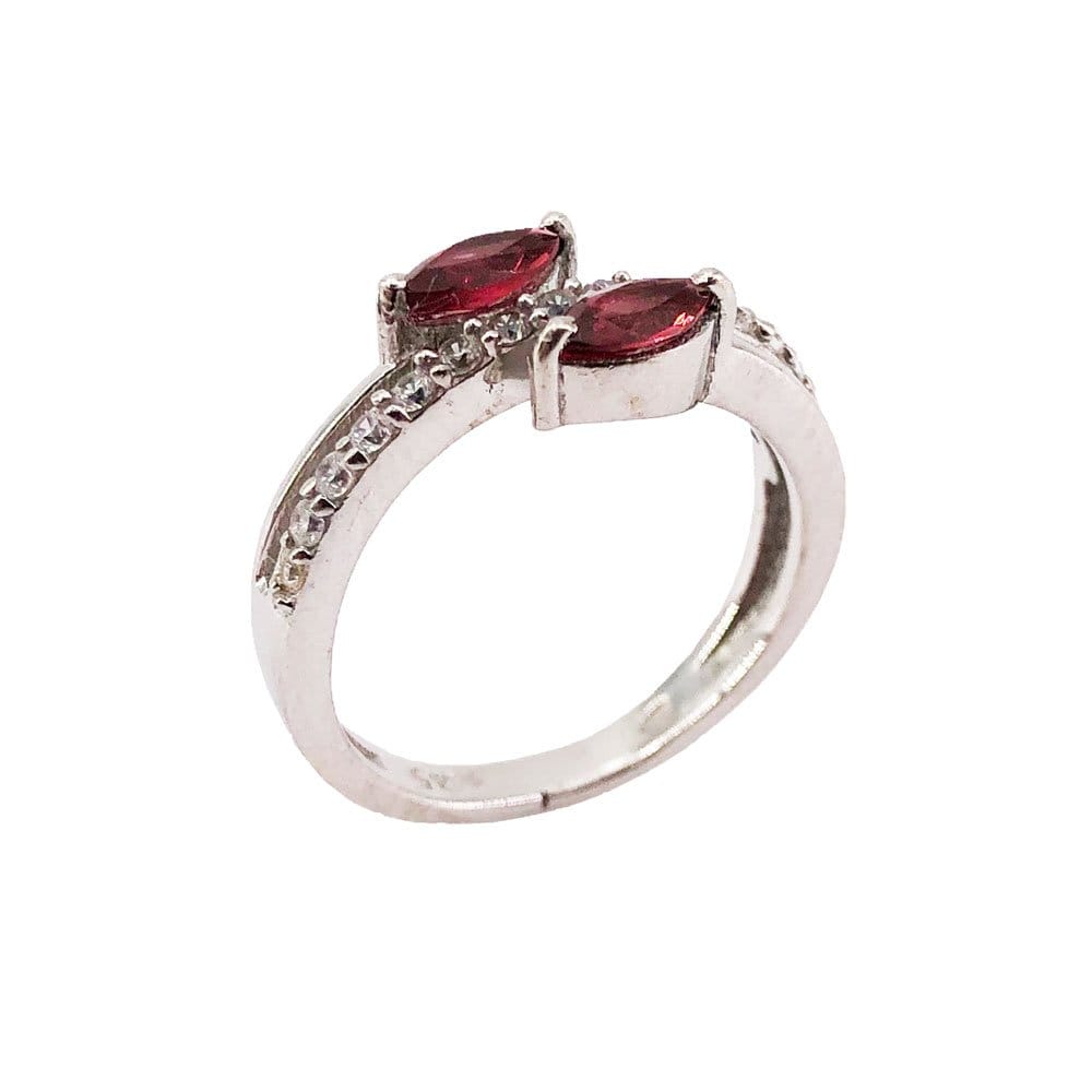 Bague Grenat Rouge "Valentine" en Argent 925 | Cabochon Losange – Pierre de Vitalité et de Passion