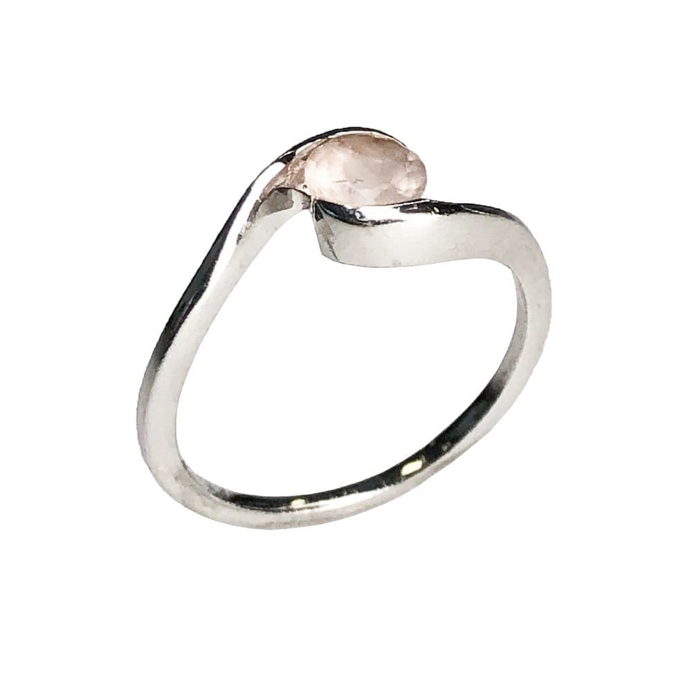 Bague Quartz Rose "Doriane" en Argent 925 – Cabochon Rond Facetté