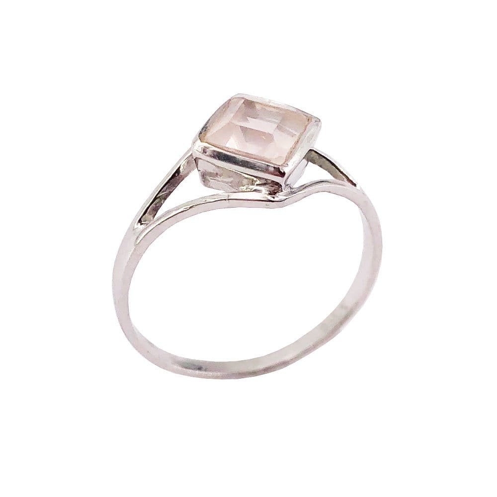 Bague Quartz Rose "Elisabeth" en Argent 925 – Cabochon Carré