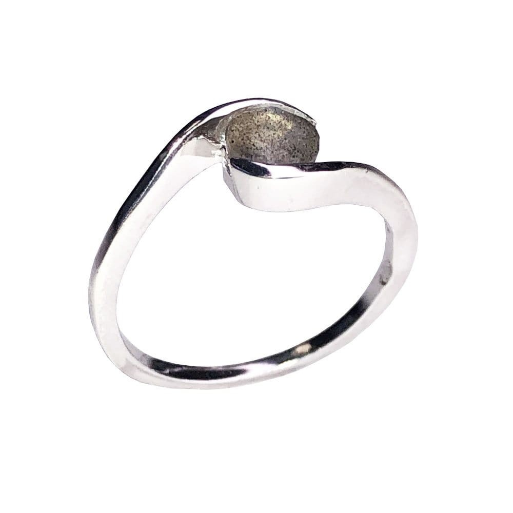 Bague Labradorite "Doriane" en Argent 925 – Cabochon Rond Facetté