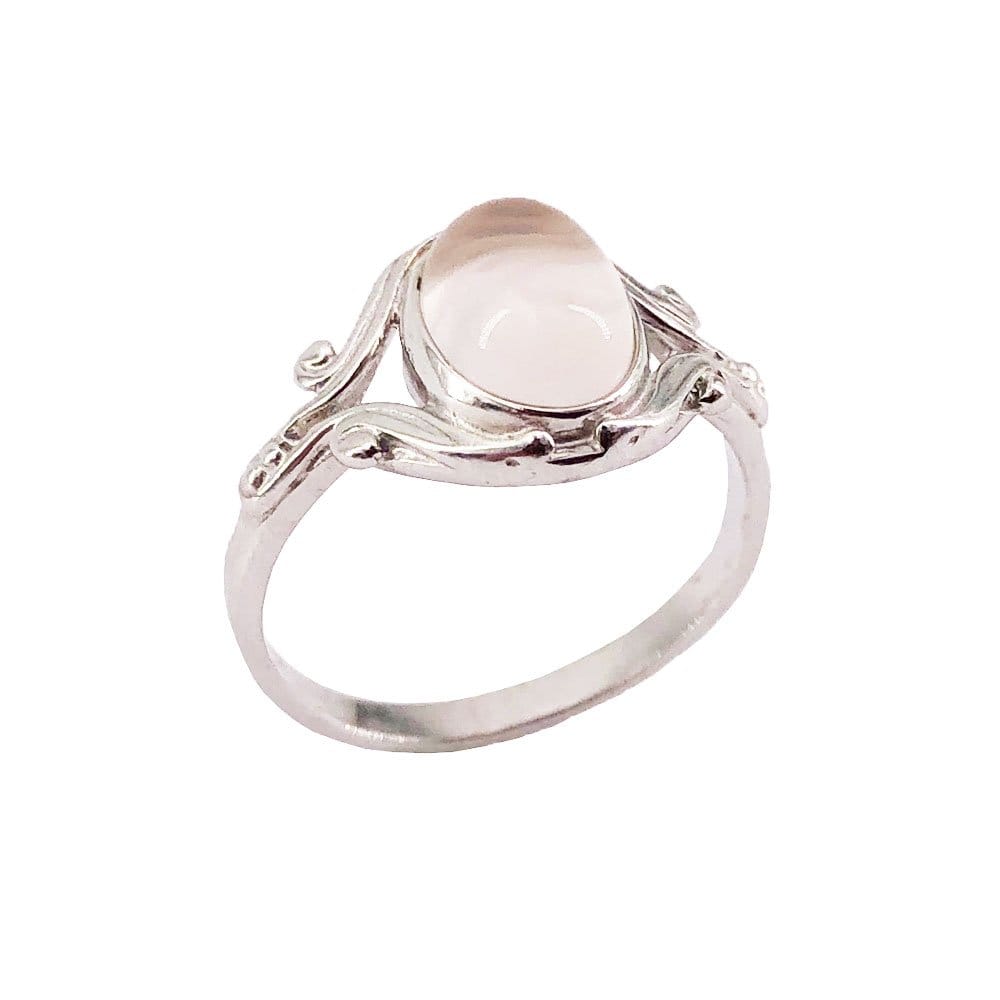 Bague Quartz Rose "Honorine" en Argent 925 | Cabochon Ovale – Pierre de l'Amour et de la Sérénité