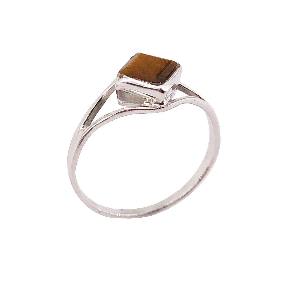 Bague Œil de Tigre "Elisabeth" – Argent 925 | Cabochon Carré Pierre de Force & Vitalité