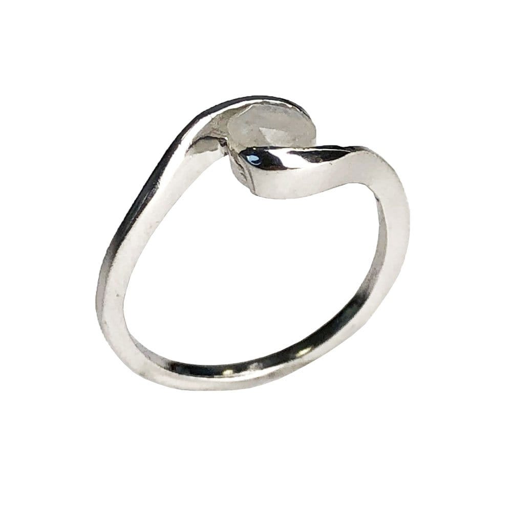 Bague Pierre de Lune "Doriane" en Argent 925 – Cabochon Rond Facetté
