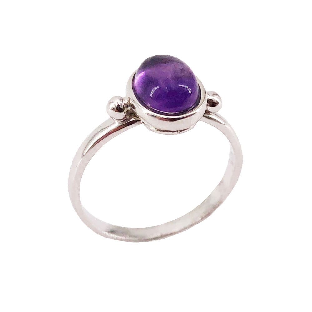 Bague Améthyste "Camille" en Argent 925 – Cabochon Ovale