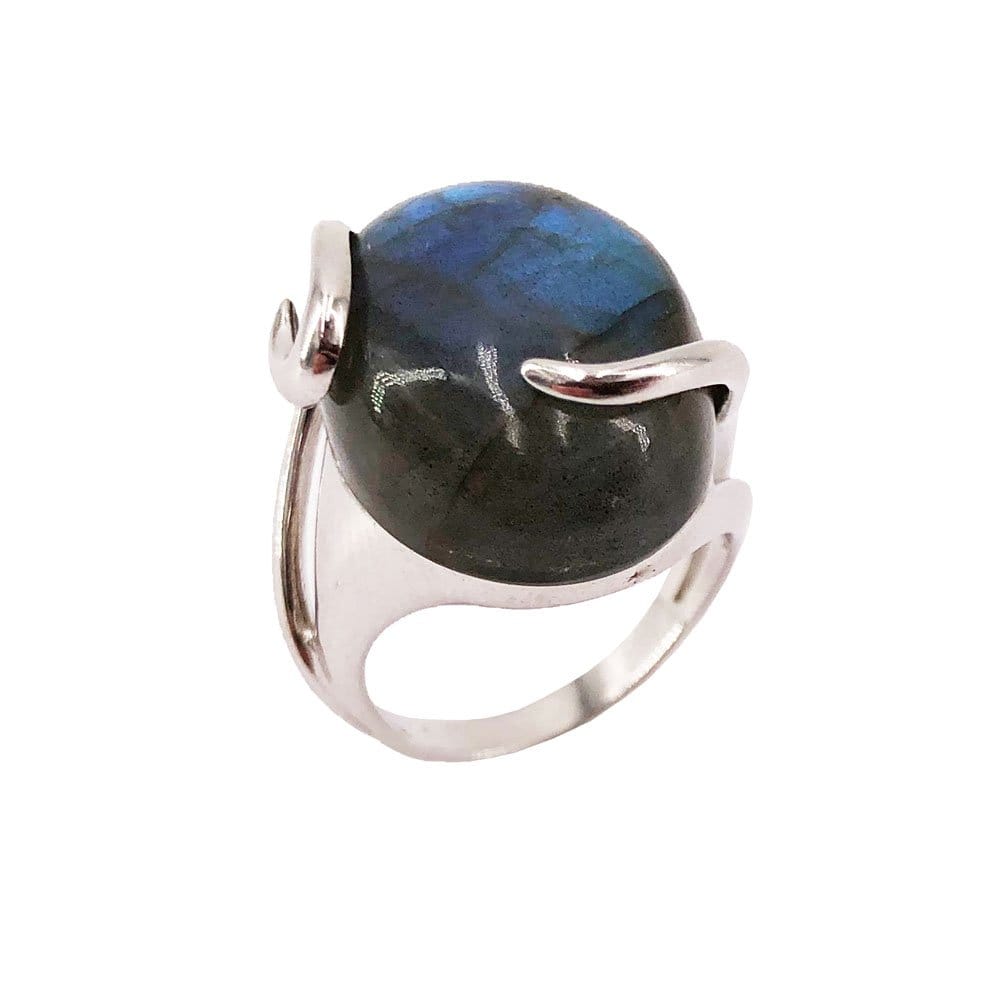 Bague Labradorite "Océane" en Argent 925 – Cabochon Ovale