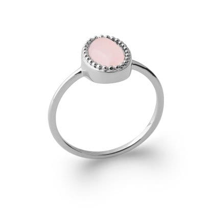Bague Quartz Rose "Alexandra" en Argent 925 | Cabochon Ovale – Pierre de l'Amour et de la Sérénité