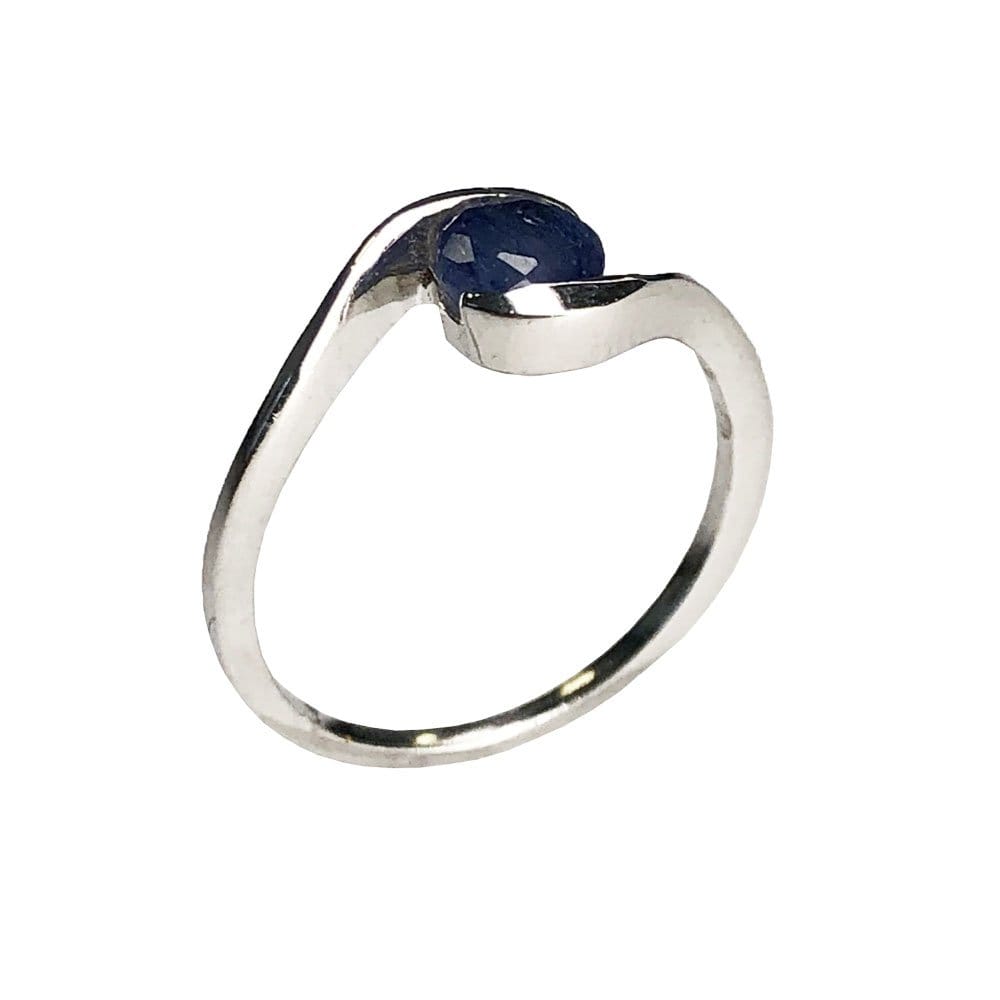 Bague Saphir "Doriane" en Argent 925 – Cabochon Rond Facetté
