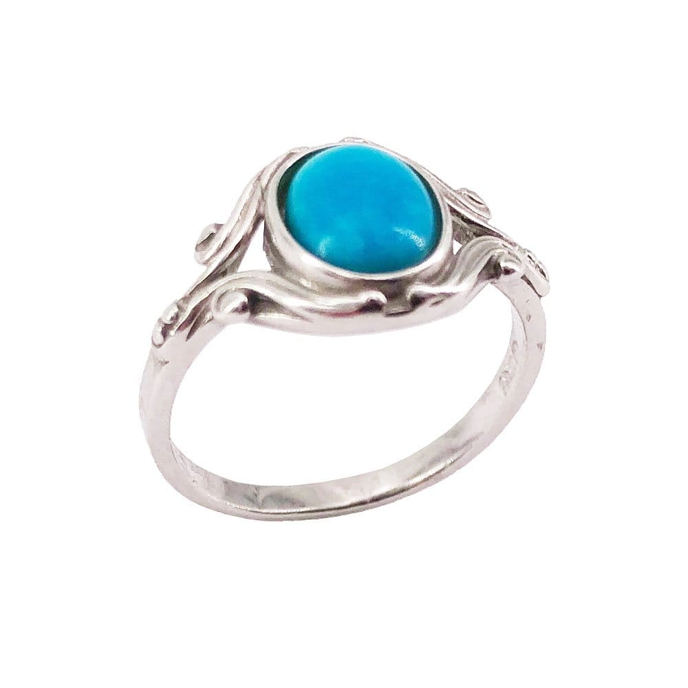Bague Turquoise "Honorine" – Argent 925 | Cabochon Ovale Bleu Lagon Pierre Turque