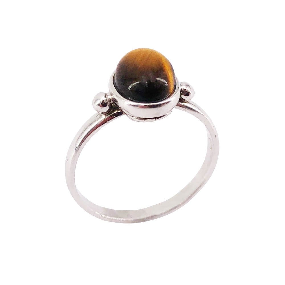 Bague Oeil de Tigre "Camille" en Argent 925 – Cabochon Ovale