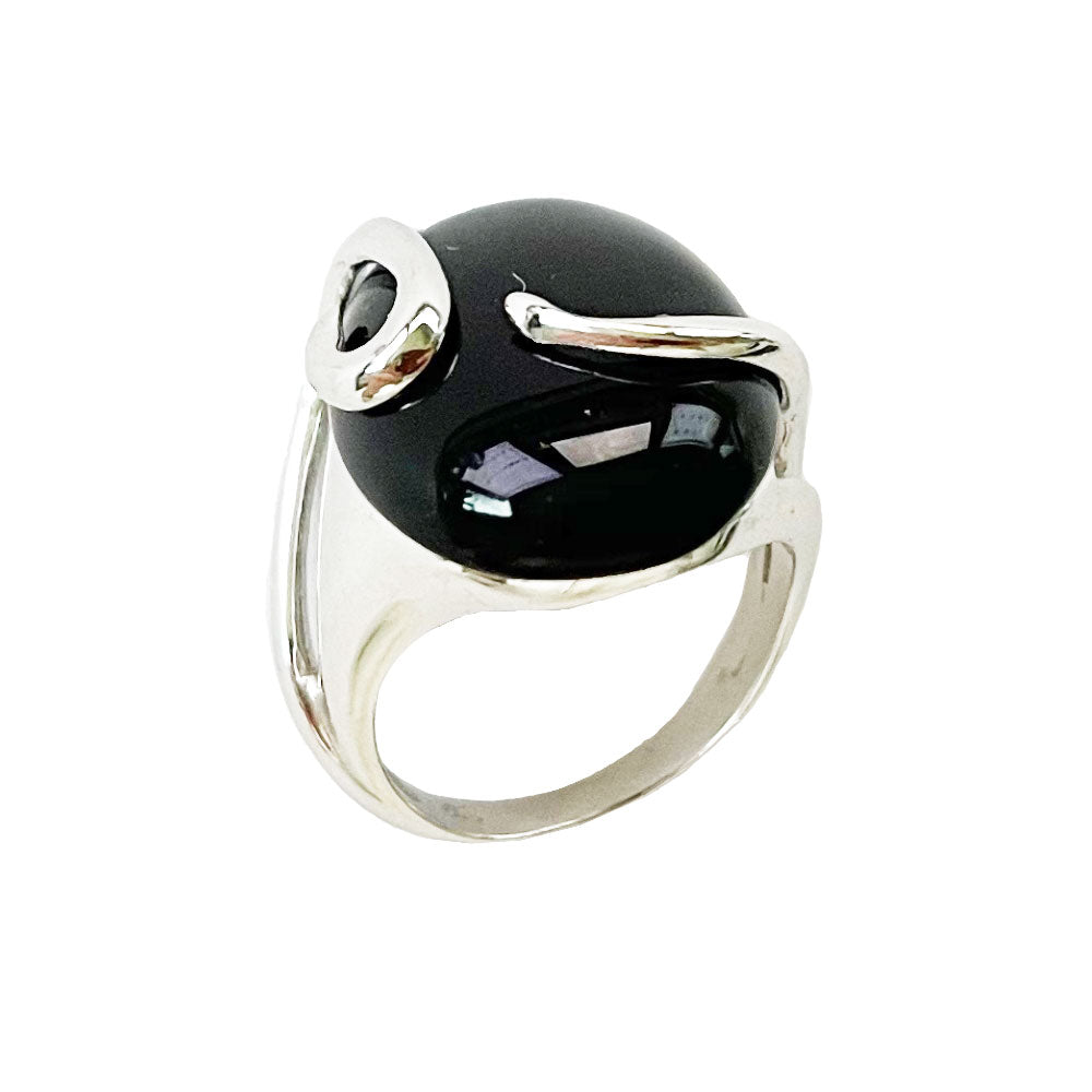 Bague Onyx "Océane" en Argent 925 – Cabochon Ovale | Pierre Naturelle