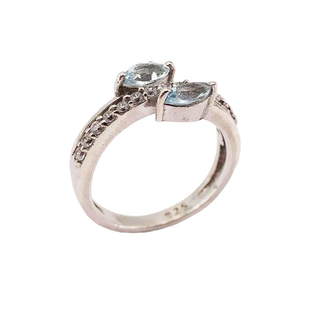 Bague Topaze Bleue "Valentine" – Argent 925 | Cabochon Losange Pierre Rare