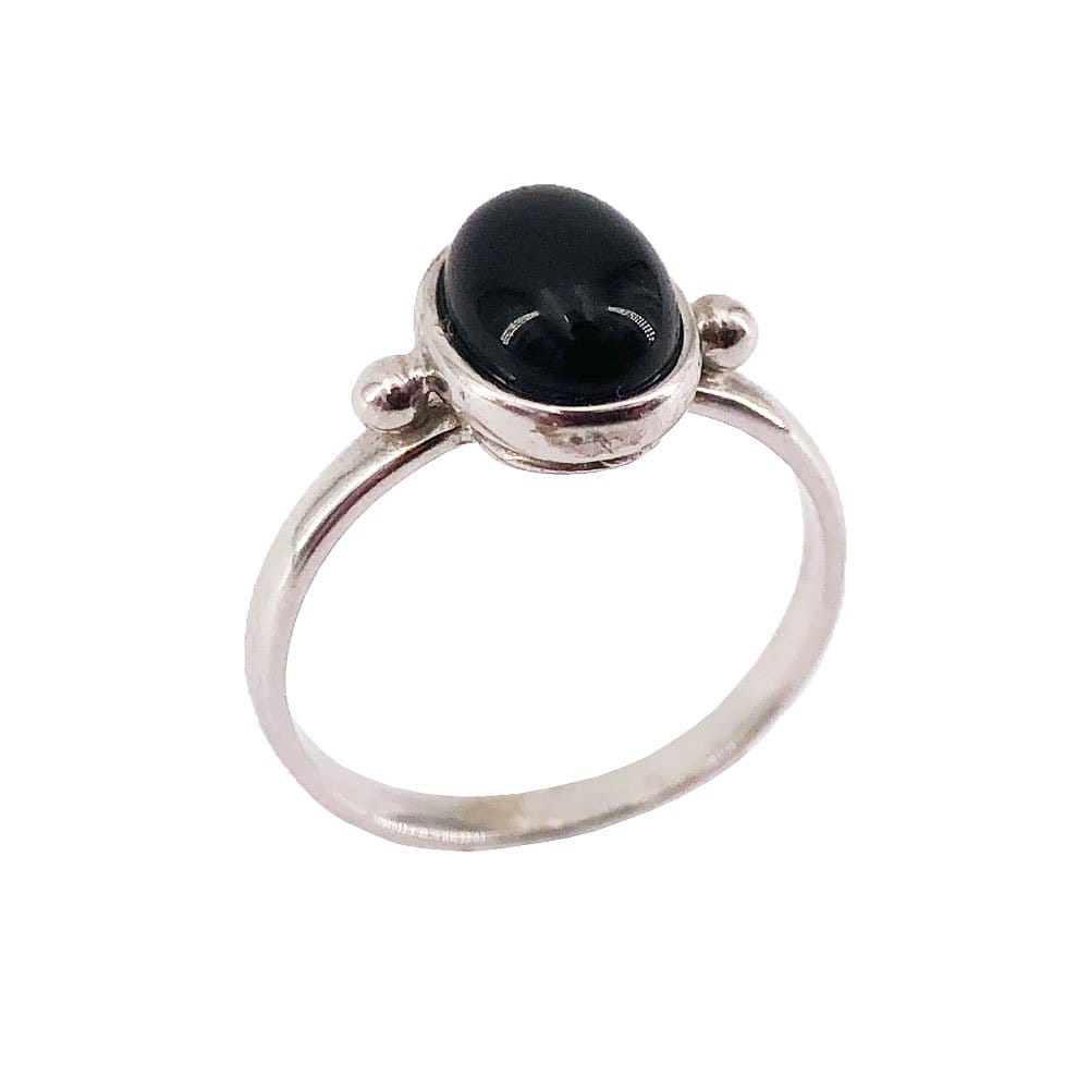 Bague Onyx Noir "Camille" en Argent 925 – Cabochon Ovale