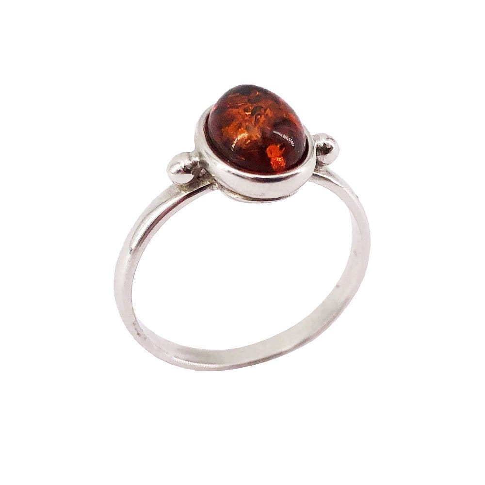 Bague Ambre "Camille" en Argent 925 | Cabochon Ovale – Pierre Naturelle de la Mer Baltique