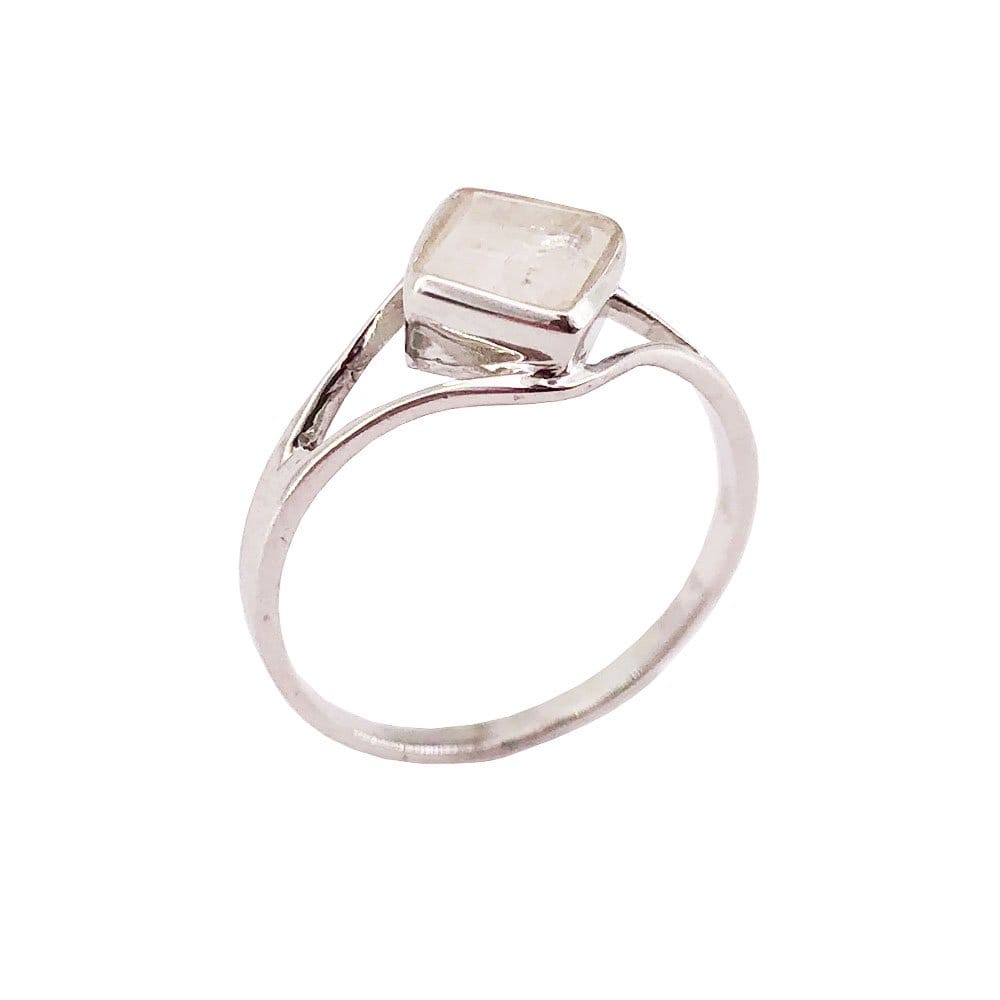 Bague Pierre de Lune "Elisabeth" en Argent 925 – Cabochon Carré