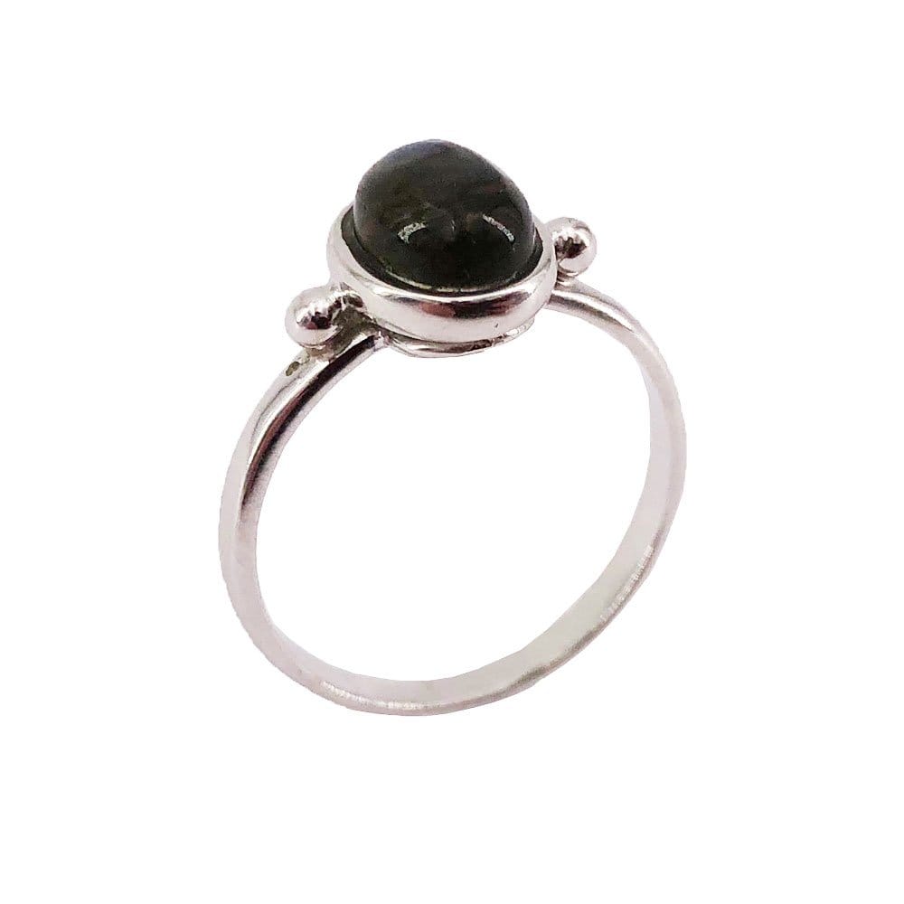 Bague Labradorite "Camille" en Argent 925 – Cabochon Ovale