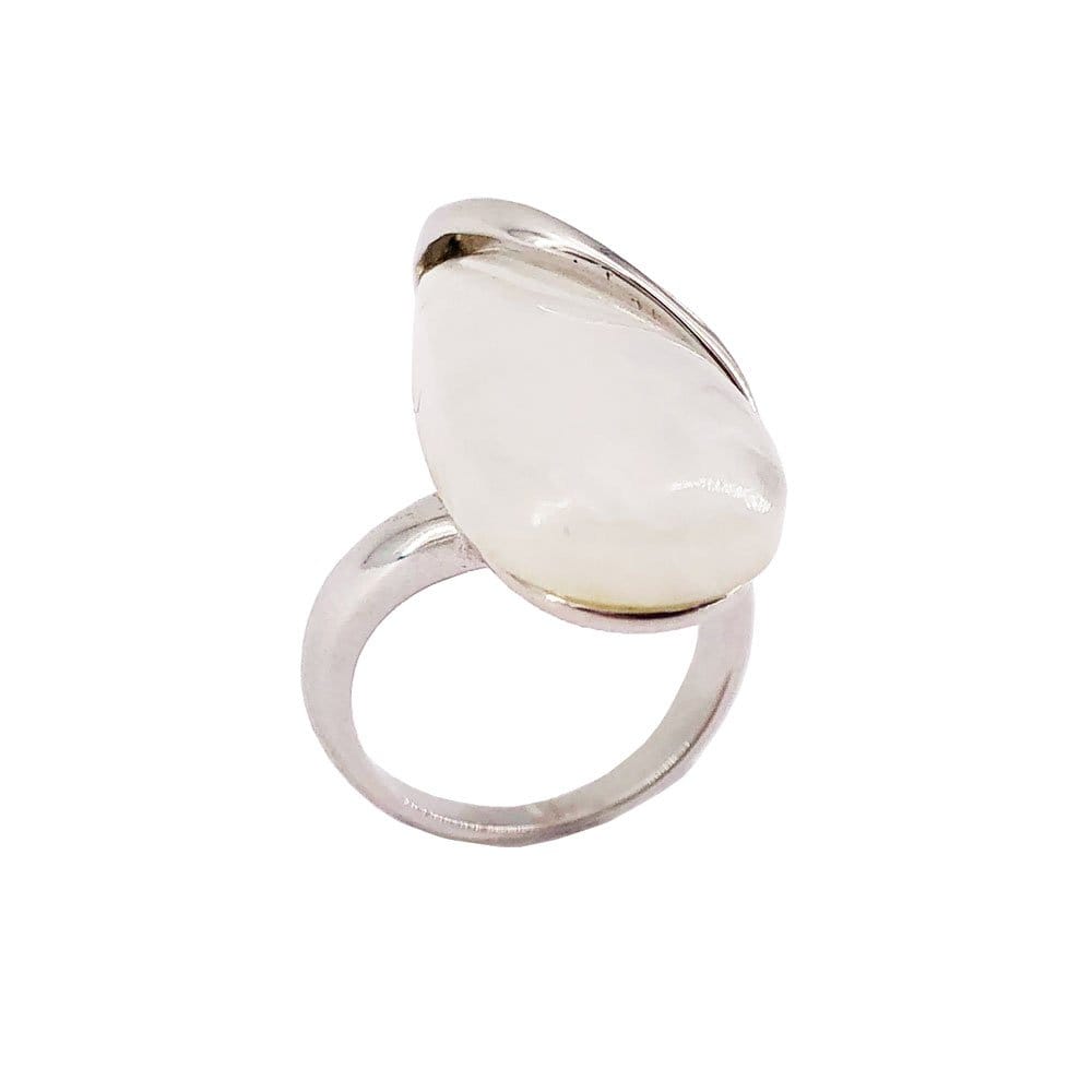 Bague Pierre de Lune "Colombe" en Argent 925 | Cabochon Goutte – Pierre Sacrée de Féminité et d'Intuition