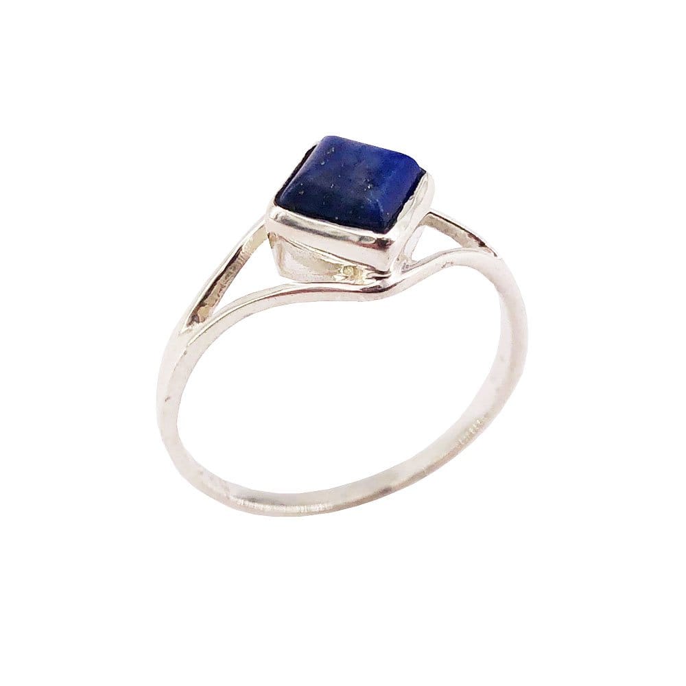 Bague Lapis-Lazuli "Elisabeth" en Argent 925 – Cabochon Carré