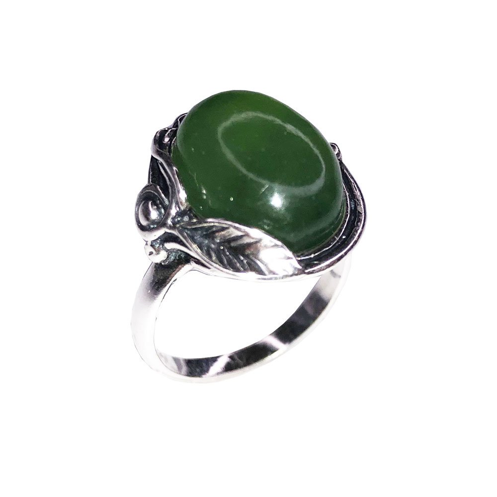 Bague Jade "Justine" | Argent 925 | Cabochon Ovale | Pierre Naturelle
