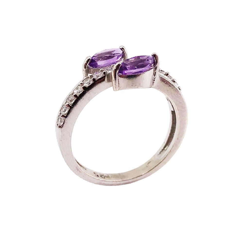 Bague Améthyste "Valentine" – Argent 925 | Cabochon Losange Quartz Violet Royal