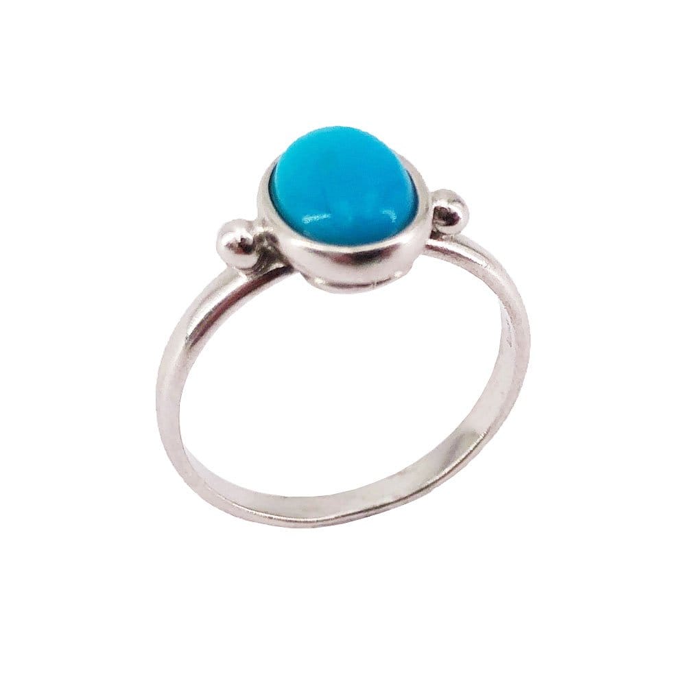 Bague Turquoise "Camille" en Argent 925 | Cabochon Ovale – Pierre Rare du Ciel et de la Communication