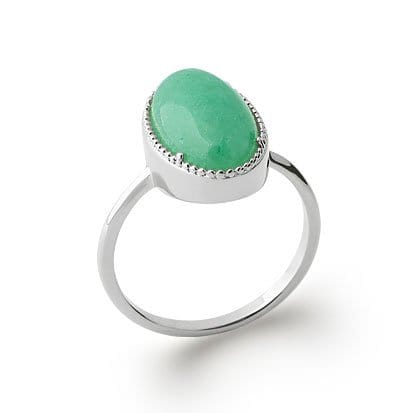 Bague Aventurine "Judith" – Argent 925 | Cabochon Ovale Pierre Impériale Verte