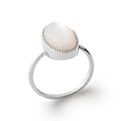 Bague Nacre "Judith" – Cabochon Ovale | Argent 925 | Alchimie Concept France