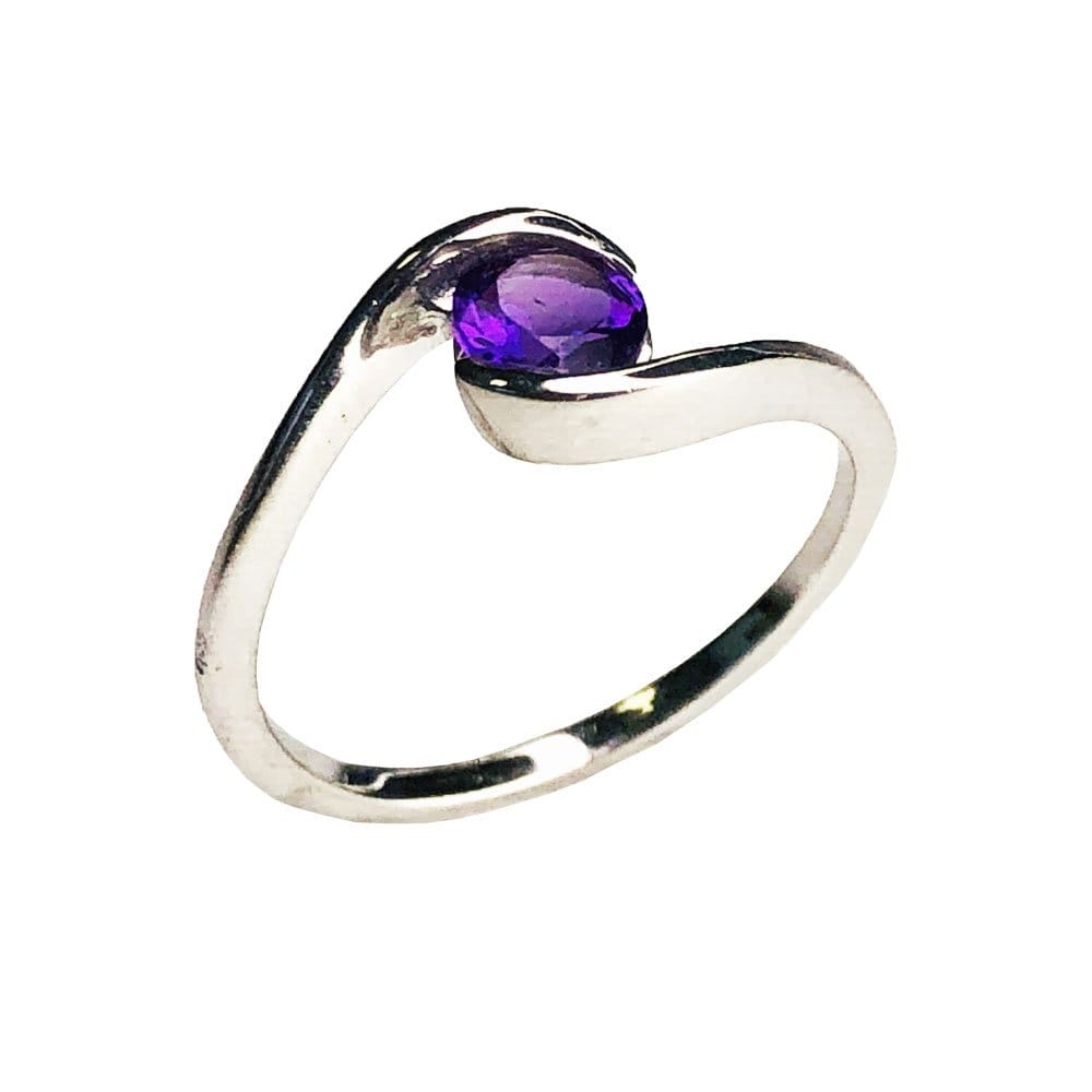 Bague Améthyste Doriane – Argent 925 Cabochon Rond Facetté | Lithothérapie