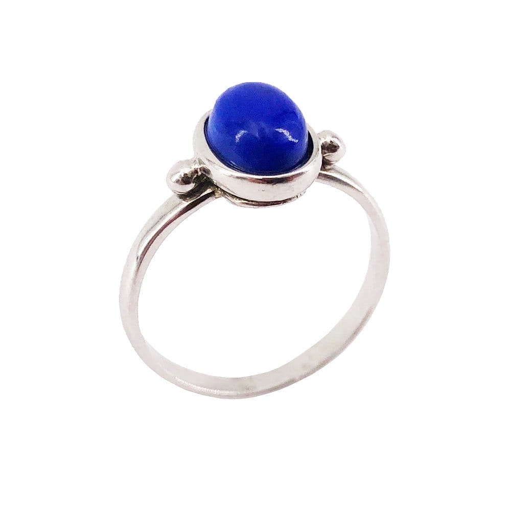 Bague Lapis-Lazuli "Camille" – Argent 925 | Cabochon Ovale Pierre Bleue Indigo