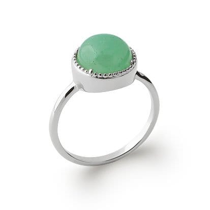 Bague Aventurine "Constantine" | Argent 925 | Cabochon Rond | Pierre Naturelle